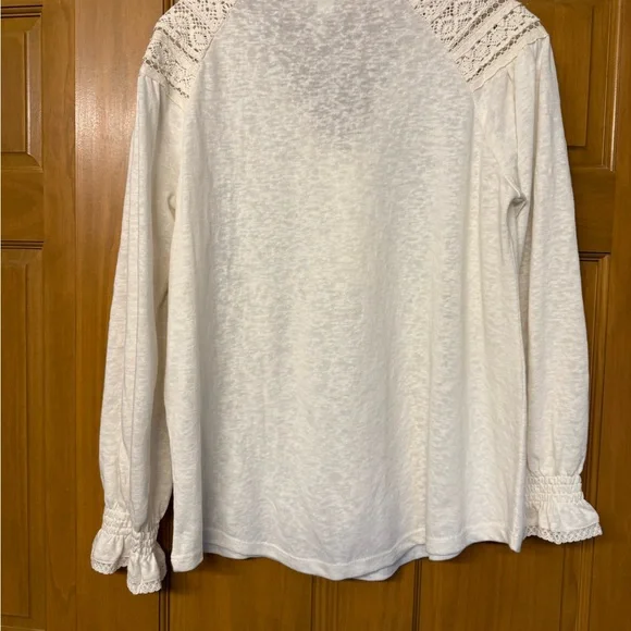 Sundance Cream Lace-Yoke Henley Tunic - Picture 2 of 4